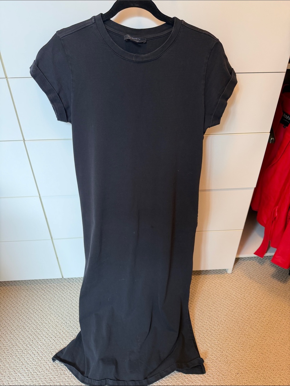 All Saints Black Short Sleeve Maxi Dress